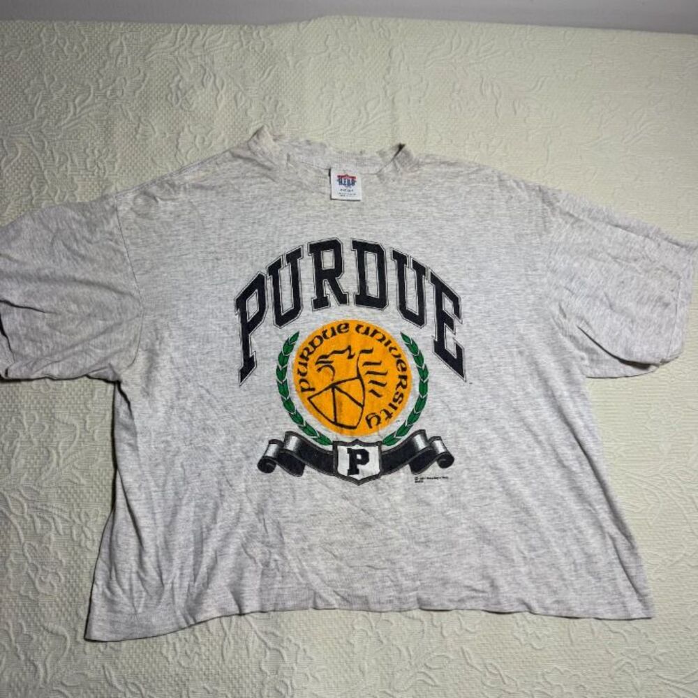 Vintage 1991 Purdue University Griffin Seal Single Stitch T-Shirt Size L/ OSFA